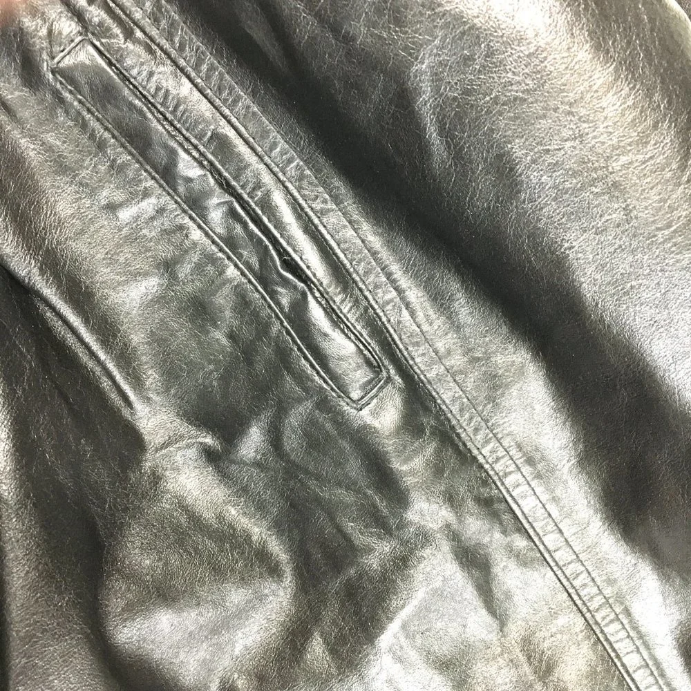80s Vtg Black Leather High Waist Tapered Pants